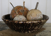 Yelloware Rockingham Glaze Milk Bowl with Pumpkin Gourds