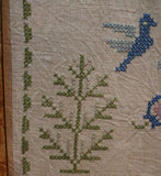 Sampler with Birds House and Trees Large Size