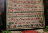 Christmas Sampler dated 1855 Miss Mary Leng