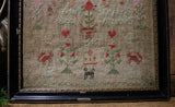 Marking and Pictorial Sampler dated 1847 with Cat