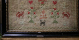 Marking and Pictorial Sampler dated 1847 with Cat