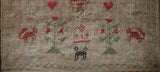 Marking and Pictorial Sampler dated 1847 with Cat