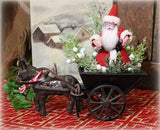 Donkey Pulling Cart with Chenille Santa