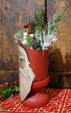Santa Canister with Greens and Berries