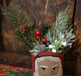 Santa Canister with Greens and Berries