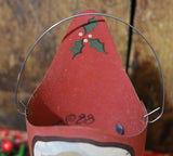 Santa Canister with Greens and Berries