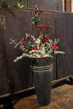 Flower Bucket Punched Star Design Greens Berries Lights Up
