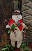 Orchard Basket with Snowman Holding Lantern Greens Lights Up