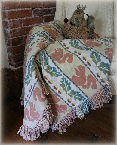 Autumn Jacquard Throw Squirrel Leaves Acorns