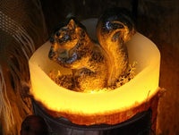 Pillar Candle Autumn Squirrel Lit