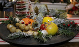 18th Century Pewter Charger Stone Fruit and Festive Holiday Greens