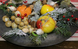 18th Century Pewter Charger Stone Fruit and Festive Holiday Greens
