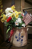 Stoneware Crock Floral Cobalt Decoration Not Marked