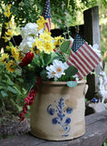 Stoneware Crock Floral Cobalt Decoration Not Marked