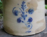 Stoneware Crock Floral Cobalt Decoration Not Marked
