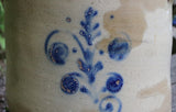 Stoneware Crock Floral Cobalt Decoration Not Marked