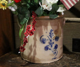 Stoneware Crock Floral Cobalt Decoration Not Marked