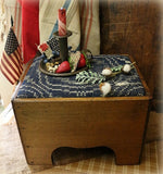 Antique 19th-Century Country Footstool with Early Overshot Coverlet