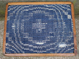 Antique 19th-Century Country Footstool with Early Overshot Coverlet
