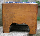 Antique 19th-Century Country Footstool with Early Overshot Coverlet