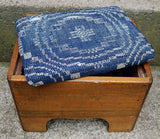 Antique 19th-Century Country Footstool with Early Overshot Coverlet