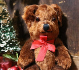 Tin Pail Red Paint Miniature Teddy Bear Festive Gathering