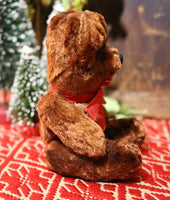 Tin Pail Red Paint Miniature Teddy Bear Festive Gathering
