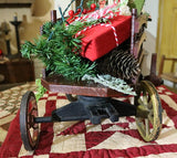 Hide Covered German Horse Pull Toy with Wagon LIGHTS UP