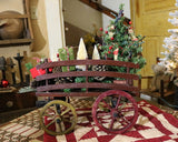 Hide Covered German Horse Pull Toy with Wagon LIGHTS UP