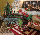 Hide Covered German Horse Pull Toy with Wagon LIGHTS UP