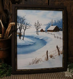 Winter Cabin in the Woods Oil Painting