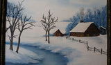 Winter Cabin in the Woods Oil Painting