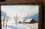 Winter Cabin in the Woods Oil Painting