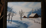Winter Cabin in the Woods Oil Painting