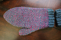 Amish Wool Mittens Berry Red Blue Cozy