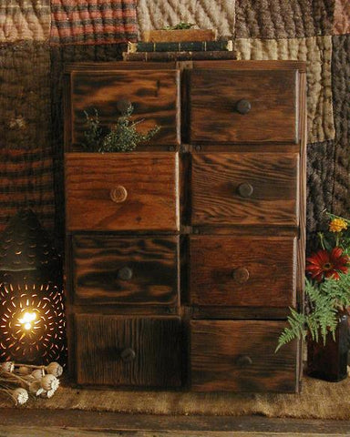 Antique Primitive Apothecary Ten Drawer Box