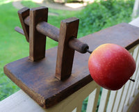 Rare Early Wooden Apple Peeler Table Version with Accessories