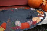 Wool Applique Rug Autumn Pumpkin Crow Stunning