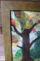 Autumn Tennessee Appalachia Cabin Wool Felted Painting with Grain Painted Frame