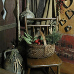 Antique Primitive Woven Splint Buttocks Egg Gathering Basket