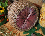 Fine Old Woven Round Basket with Black Walnuts