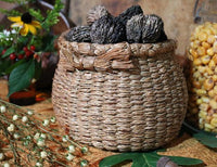 Fine Old Woven Round Basket with Black Walnuts