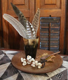 Early Horn Beaker Wooden Plate Feathers Gathering