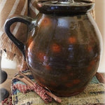 Redware Gonic Lidded Bean Pot