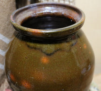 Redware Gonic Lidded Bean Pot