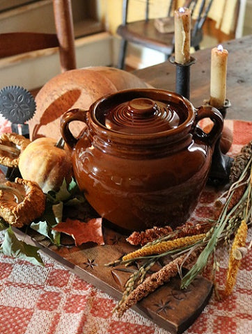 Bean Pot Redware Color Vintage with Autumn Flavor