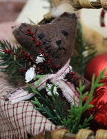 Three festive Artist Bears Snuggled in Holiday Basket