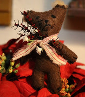 Three festive Artist Bears Snuggled in Holiday Basket