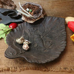Cast Iron Footed Dish with Folk Art Bird