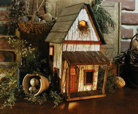 Primitive Artisan Made Old Wood Birdhouse with Light Inside